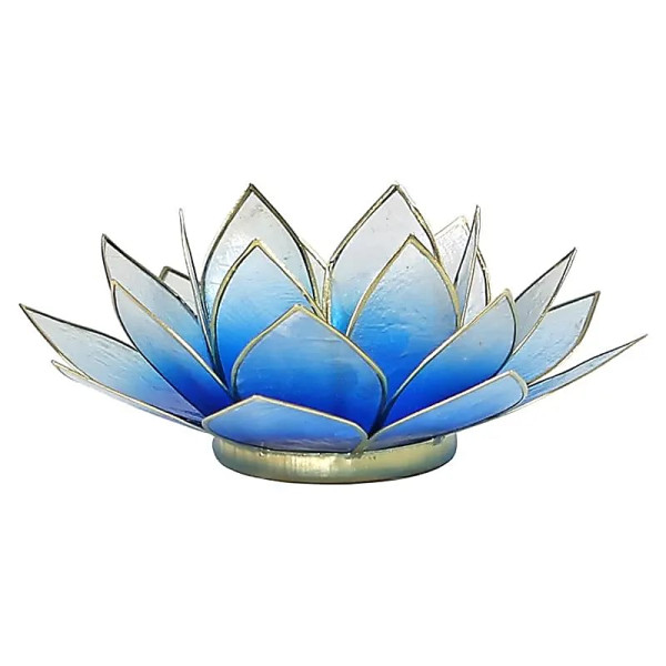 Eclairage d’ambiance Lotus bleu/blanc-dorés -- 13.5 cm