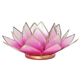 Eclairage d’ambiance Lotus rose bords or -- 13.5 cm