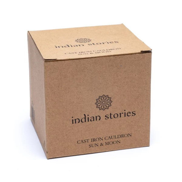 Chaudron en fonte symbole soleil/lune -- 1080 g； 12x9.5 cm