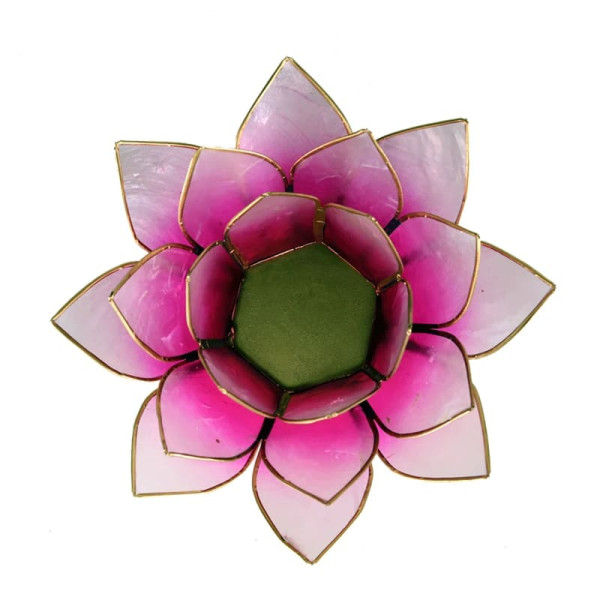 Eclairage d’ambiance Lotus rose bords or -- 13.5 cm