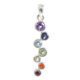 Pendentif Pierres des Chakras Argent 925 Bâton irrégulier