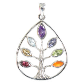 Pendentif Pierres des Chakras Argent 925 Arbre