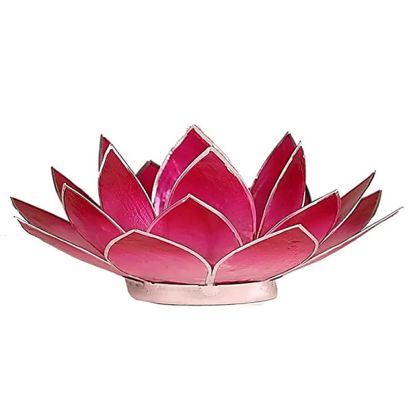 Eclairage d’ambiance Lotus rose bords argent -- 13.5 cm