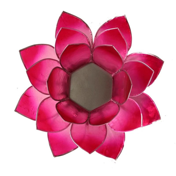 Eclairage d’ambiance Lotus rose bords argent -- 13.5 cm