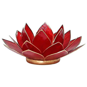 Eclairage Lotus 1° Chakra rouge & or -- 13.5 cm