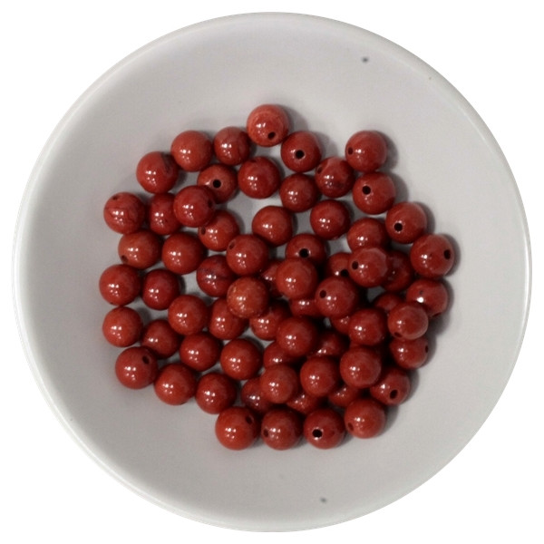 Perles Jaspe Rouge 6 mm - Sachet de 66 perles