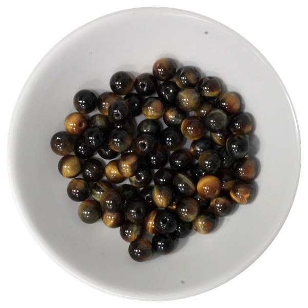 Perles mix Oeil de Tigre et  Oeil de Faucon 6 mm - Sachet de 66 perles