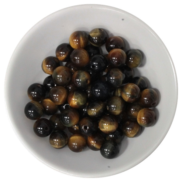Perles mix Oeil de Tigre et  Oeil de Faucon 8 mm - Sachet de 50 perles