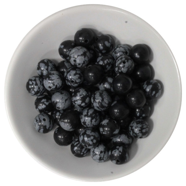 Perles Obsidienne Mouchetée 8 mm - Sachet de 50 perles