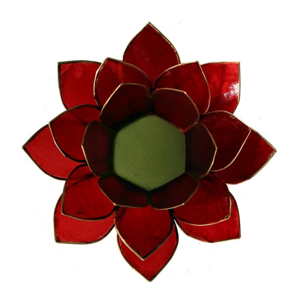 Eclairage Lotus 1° Chakra rouge & or -- 13.5 cm