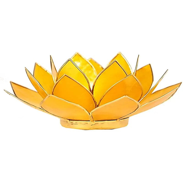 Eclairage ambiance Lotus 3° Chakra jaune & or -- 13.5 cm