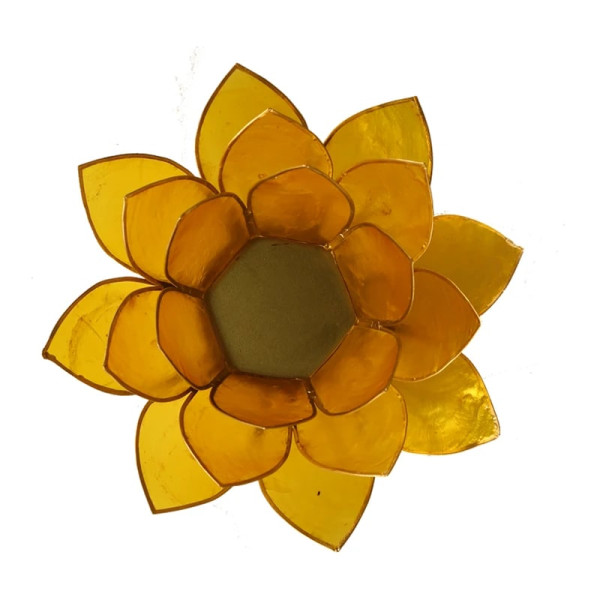 Eclairage ambiance Lotus 3° Chakra jaune & or -- 13.5 cm