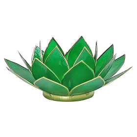 Eclairage  Lotus 4° Chakra vert & or -- 13.5 cm