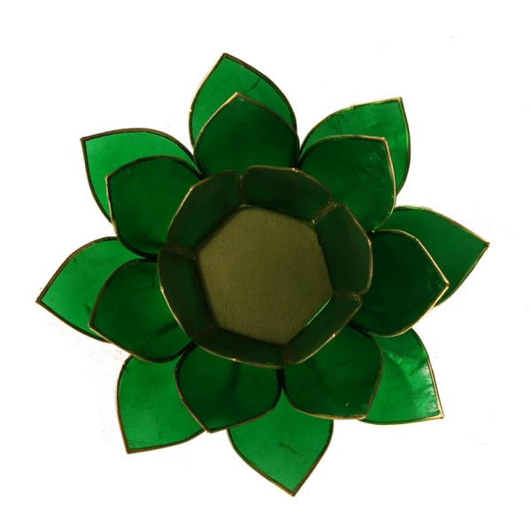 Eclairage  Lotus 4° Chakra vert & or -- 13.5 cm