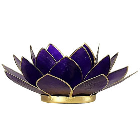 Eclairage Lotus 7° Chakra violet & or -- 13.5 cm