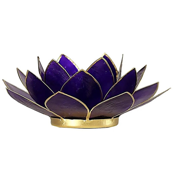 Eclairage Lotus 7° Chakra violet & or -- 13.5 cm