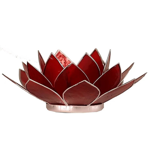 Eclairage Lotus 1° chakra rouge/argent -- 13.5 cm