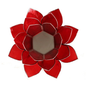 Eclairage Lotus 1° chakra rouge/argent -- 13.5 cm