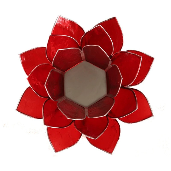Eclairage Lotus 1° chakra rouge/argent -- 13.5 cm