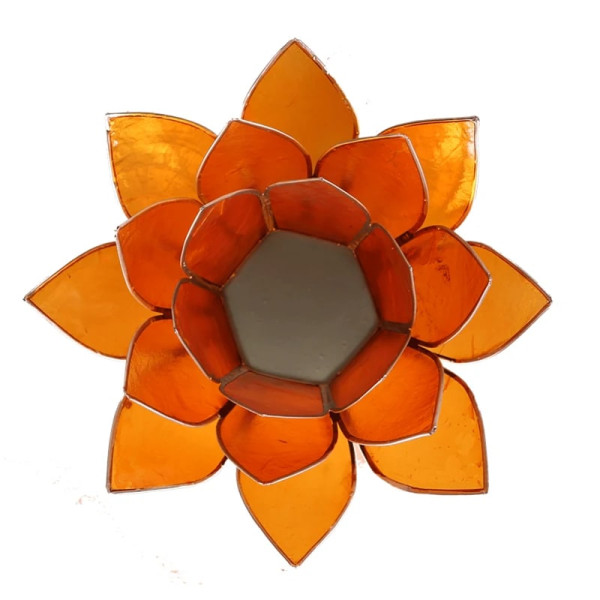 Eclairage  Lotus 2° Chakra orange/argent -- 13.5 cm