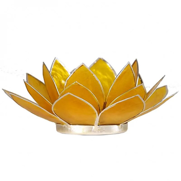 Eclairage  Lotus 3° chakra jaune & argent -- 13.5 cm