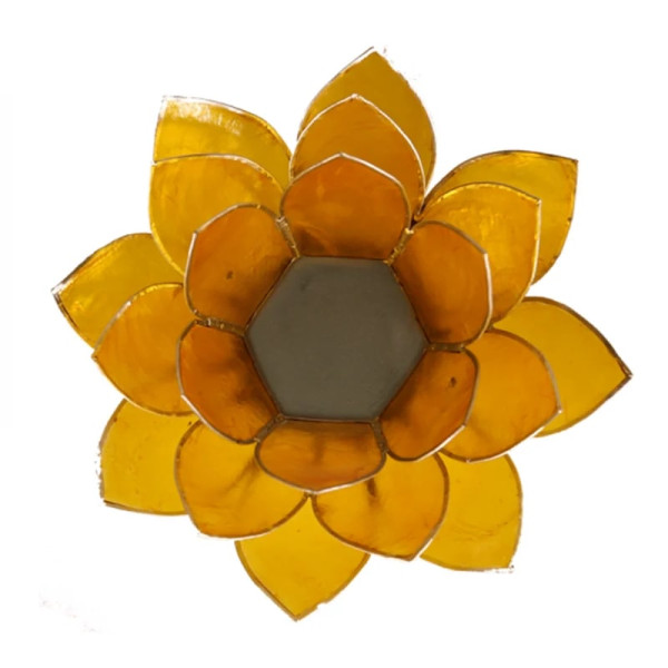 Eclairage  Lotus 3° chakra jaune & argent -- 13.5 cm