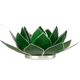 Eclairage Lotus 4° Chakra vert & argent -- 13.5 cm