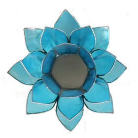 Eclairage  Lotus 5° chakra bleu & argent -- 13.5 cm