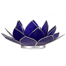 Eclairage  Lotus 6° chakra indigo argent -- 13.5 cm