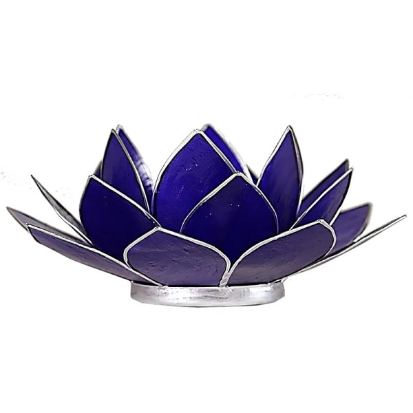 Eclairage  Lotus 6° chakra indigo argent -- 13.5 cm