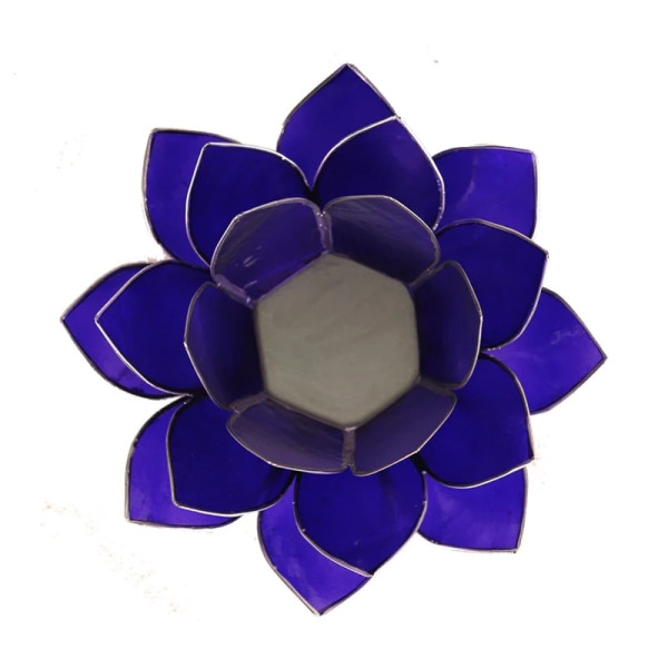 Eclairage  Lotus 6° chakra indigo argent -- 13.5 cm