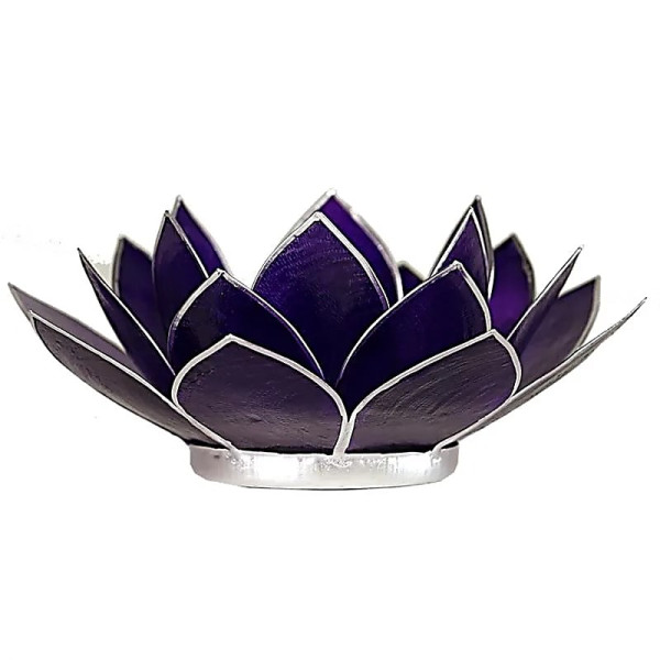 Eclairage Lotus 7° chakra violet &argent -- 13.5 cm