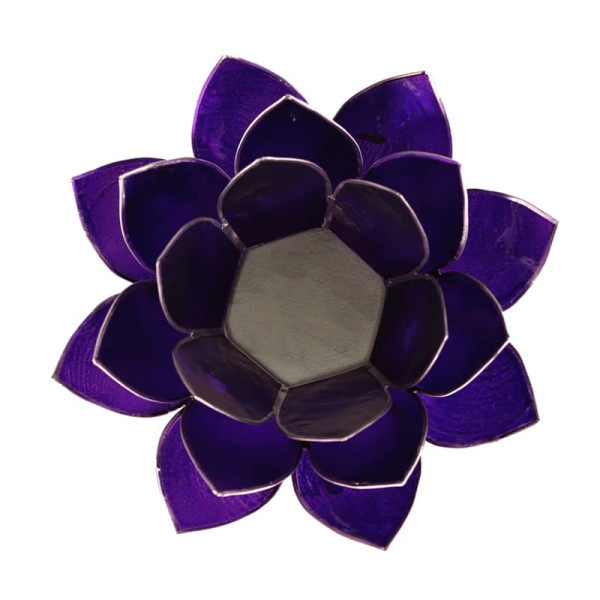 Eclairage Lotus 7° chakra violet &argent -- 13.5 cm