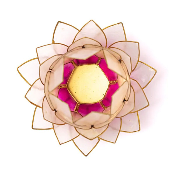 Eclairage d’ambiance Lotus rose bord or grand -- 15x10,5 cm