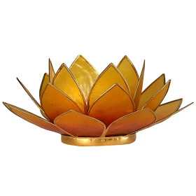 Eclairage Lotus jaune orange bord or -- 13.5 cm