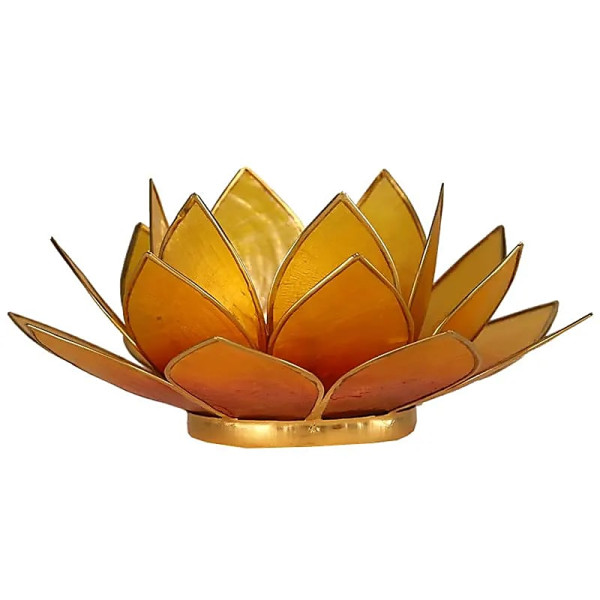 Eclairage Lotus jaune orange bord or -- 13.5 cm