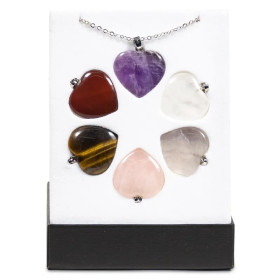 Emballé par 12, Pendentifs Love Heart SET + présentoir -- 26.5x21 cm