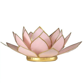 Eclairage ambiance Lotus rose pastel bord or -- 13.5 cm