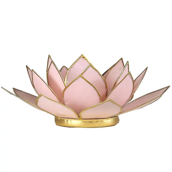 Eclairage ambiance Lotus rose pastel bord or -- 13.5 cm