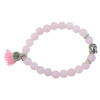 Bracelet Quartz Rose Perles rondes 8 mm Pompon et Lotus