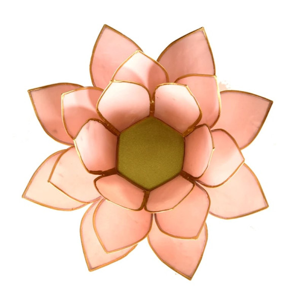 Eclairage ambiance Lotus rose pastel bord or -- 13.5 cm