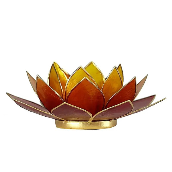 Eclairage Lotus 3 couleurs bordure dorée -- 13.5 cm