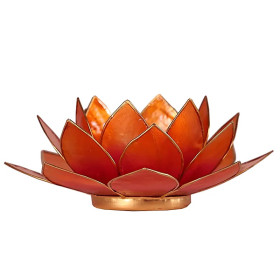 Bougeoir Lotus rose-orange bord or -- 13.5 cm