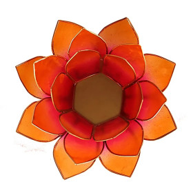 Bougeoir Lotus rose-orange bord or -- 13.5 cm