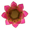 Bougeoir Lotus vert-rose bord or -- 13.5 cm