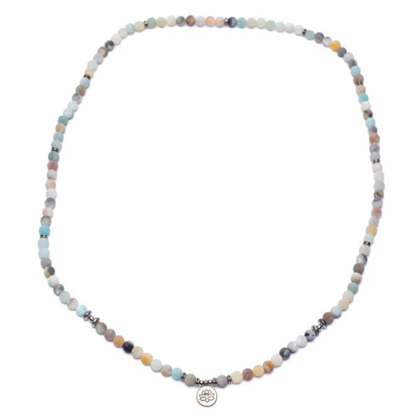 Mala en Amazonite - élastique - avec lotus -- 0.8 cm