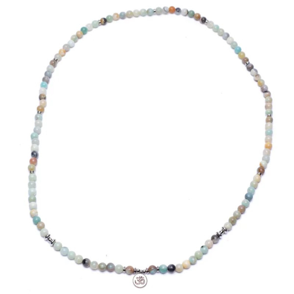Mala  en Amazonite - élastique - avec Om -- 0.8 cm