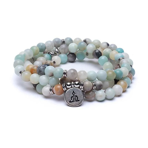 Mala  en Amazonite - élastique - avec Bouddha -- 0.8 cm