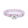 Mala /bracelet en quartz rose élastique avec Om -- 0.8 cm