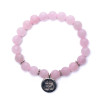 Mala /bracelet en quartz rose élastique avec Om -- 0.8 cm